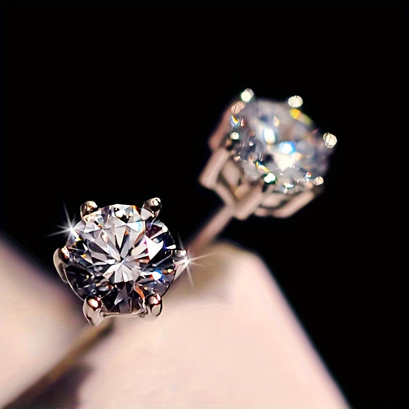 Elegant Moissanite Stud Earrings for Women 6-Prong Design Jewelry 1 Pair