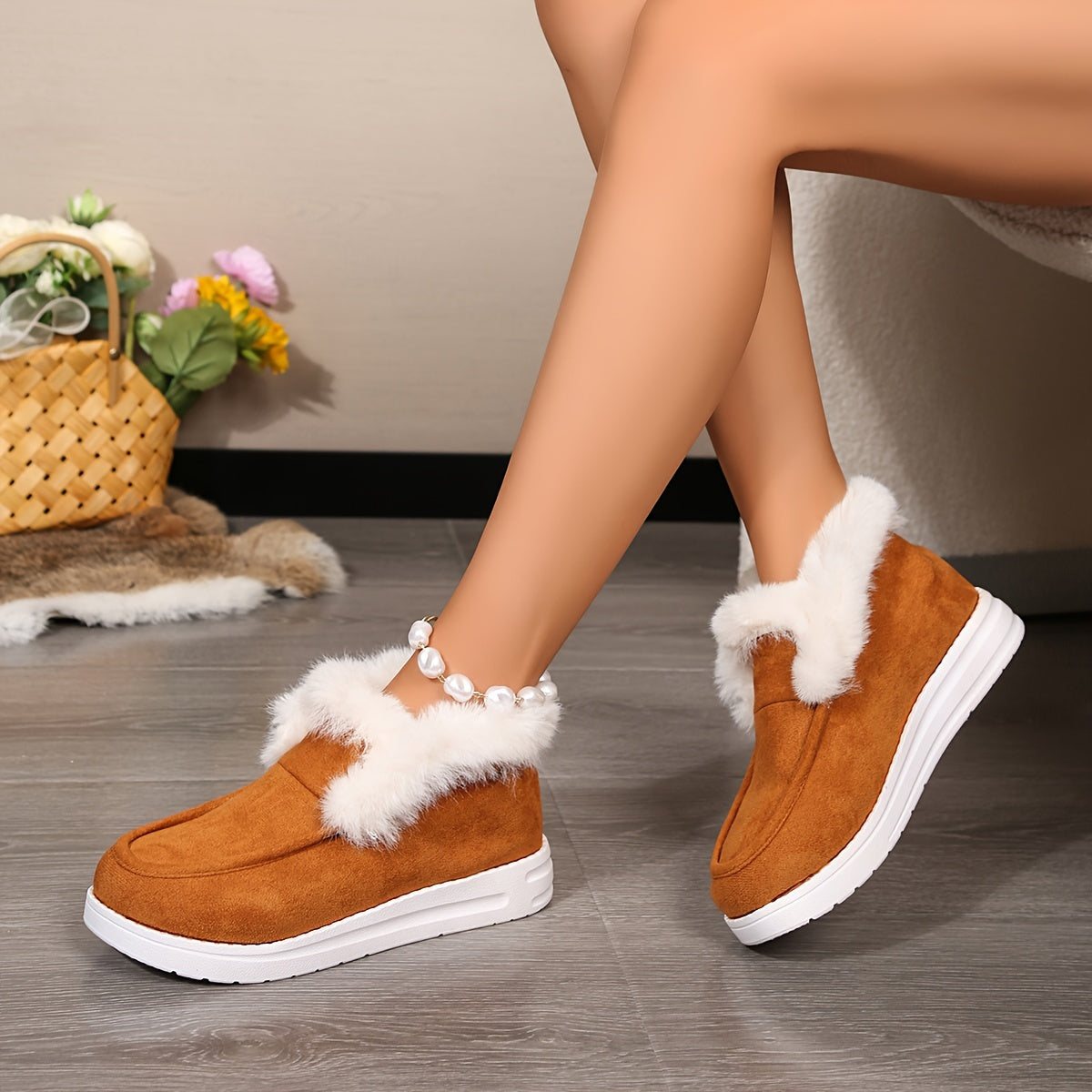 Women's Fleece-Lined Snow Boots Cozy Winter Ankle Boots for Outdoors
