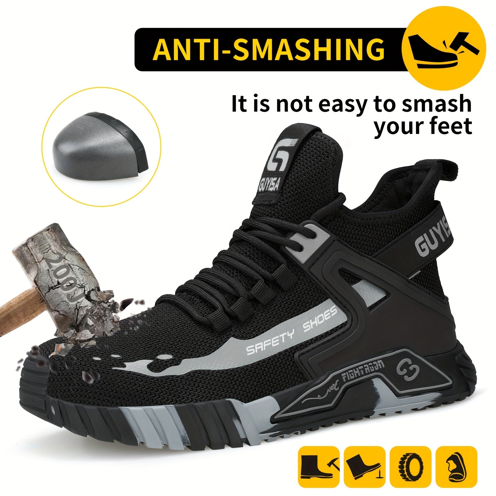 Women's Steel Toe Work Shoes Anti-Smash Anti-Piercing Lightweight Safety Shoes For Work