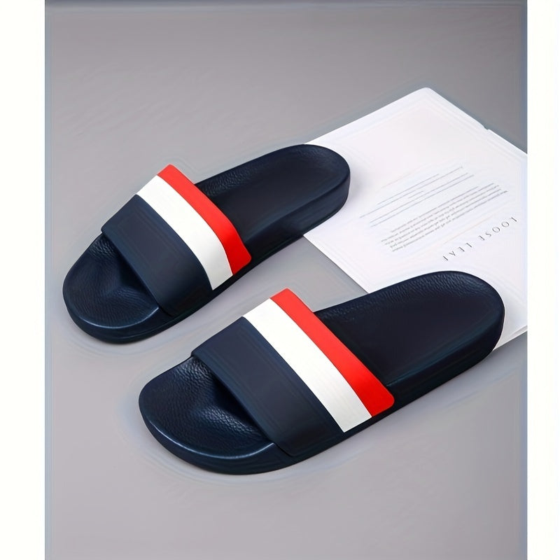 Unisex Color Block Open Toe Slippers with Non-slip PVC Sole for Casual Wear