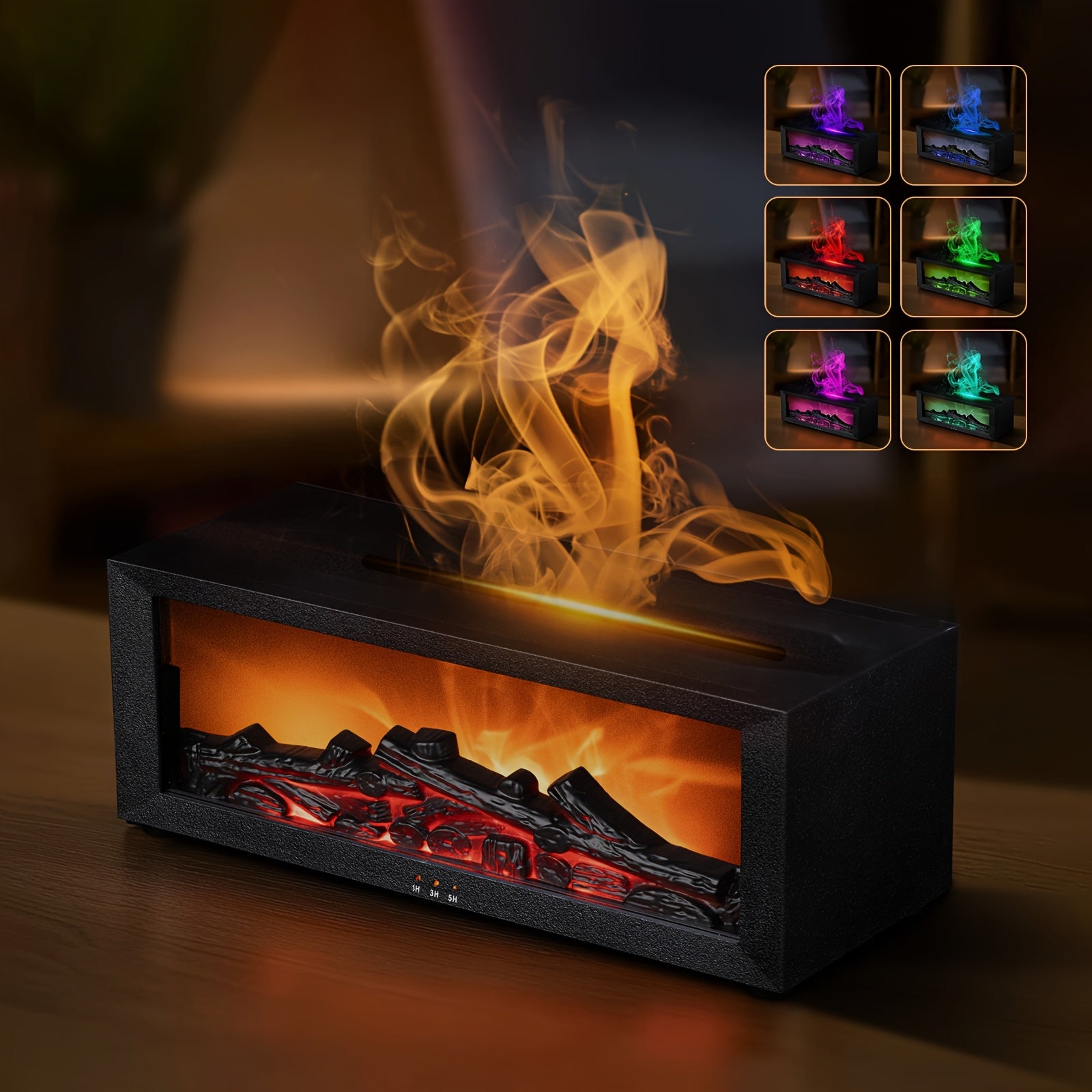 Simulation Flame Fireplace Humidifier with Remote Control and USB Power