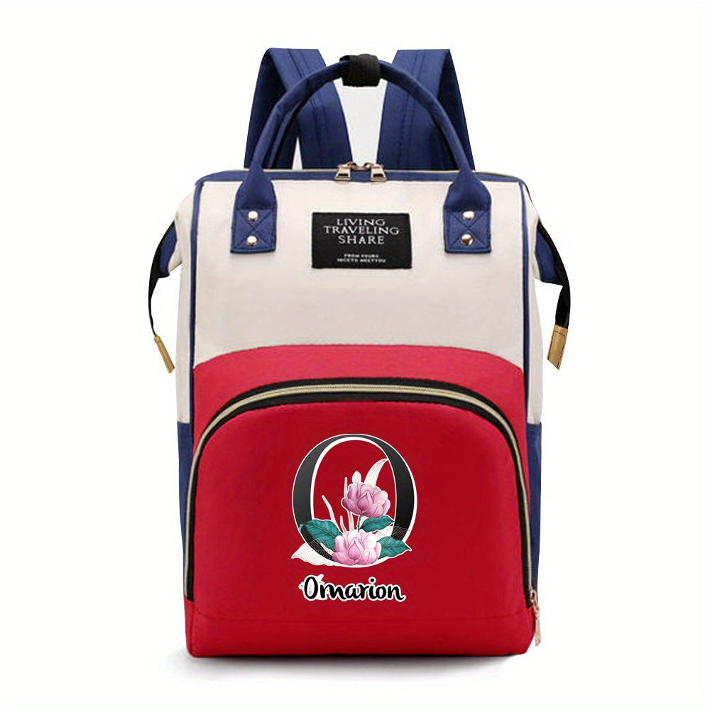 Персонализированная сумка для подгузников из оксфордской ткани с индивидуальными инициалами - Просторная сумка для мам с дизайном букв A-Z, идеальна для путешествий и повседневного использования, с карманами для бутылочек для женщин