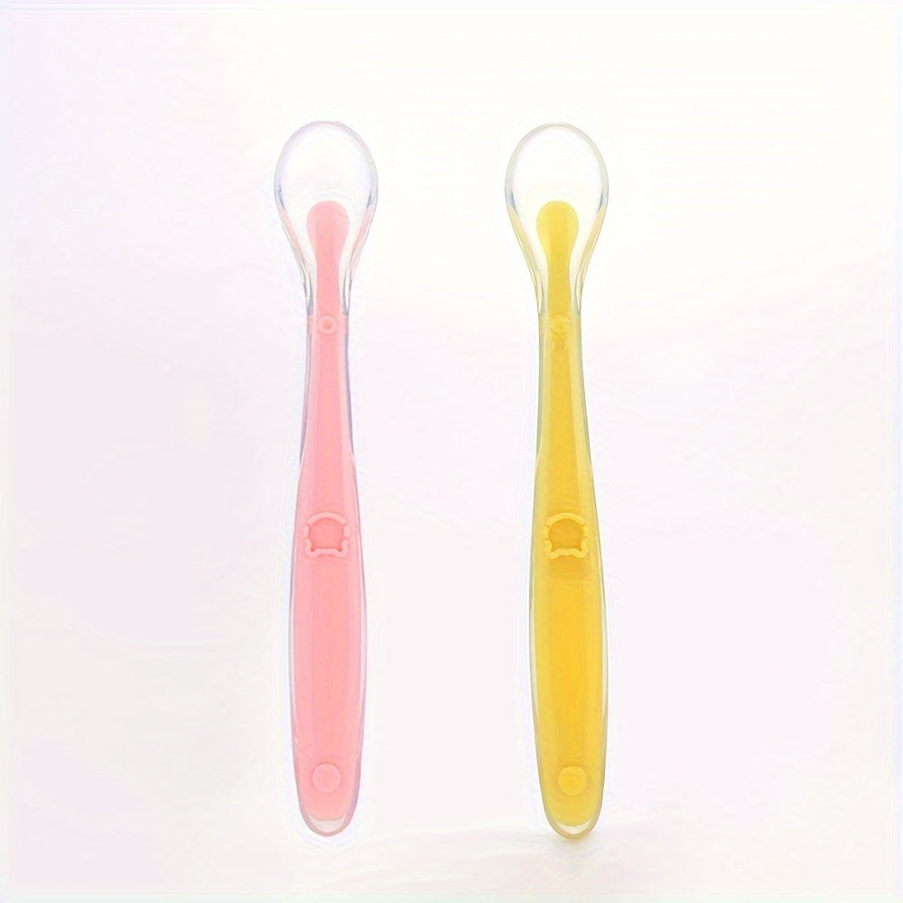 Two Packs Kids Silicone Feeding Spoons Durable Safe for 0 Year+