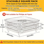 Air Fryer Accessories Set for Max Pro Hot Air Fryers Mesh Stackable Basket Stainless Steel