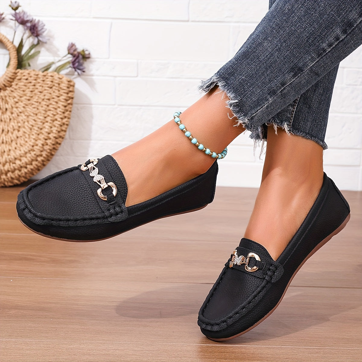 Women's Slip-On Shoes with Butterfly Decoration and Diamond Strap Lightweight All-Season Elegant Man Made Materials