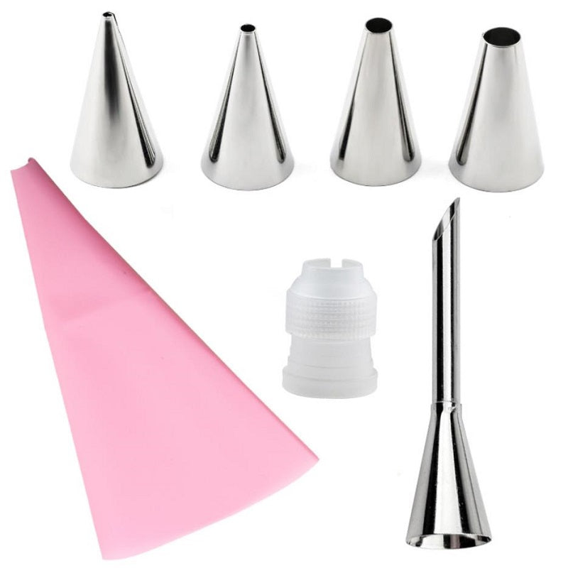 Set of 6 Silicone Pastry Icing Piping Bags and Tips for Cakes and Cupcakes