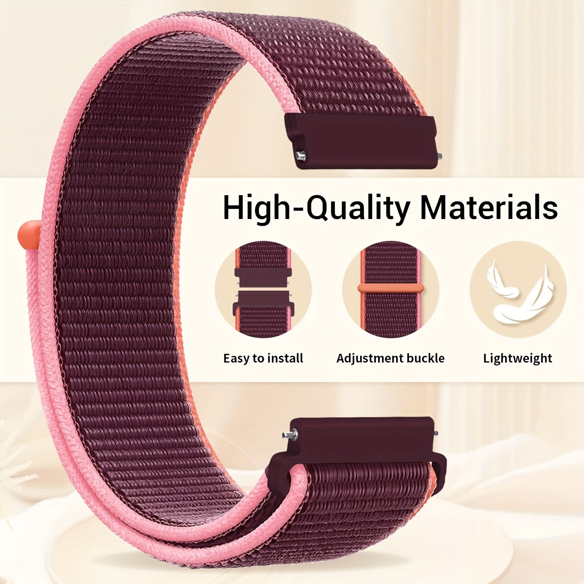 Nylon Watch Band Compatible with 20mm and 22mm Nylon Loop Straps