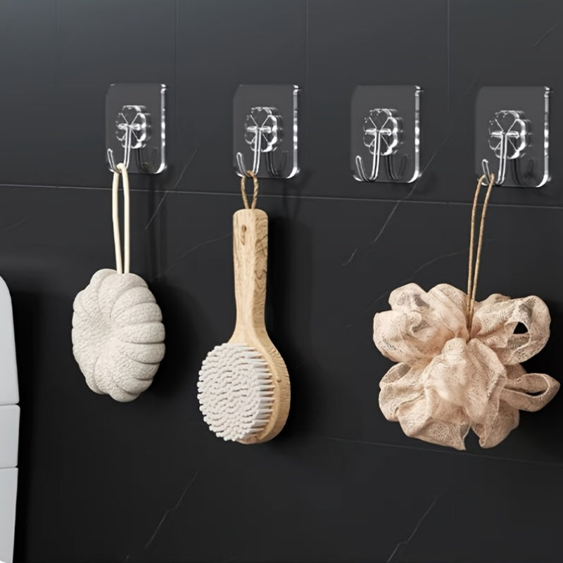 10pcs Acrylic Kitchen Utensil Hooks Wall Mount No Drill Adhesive Storage Organizer