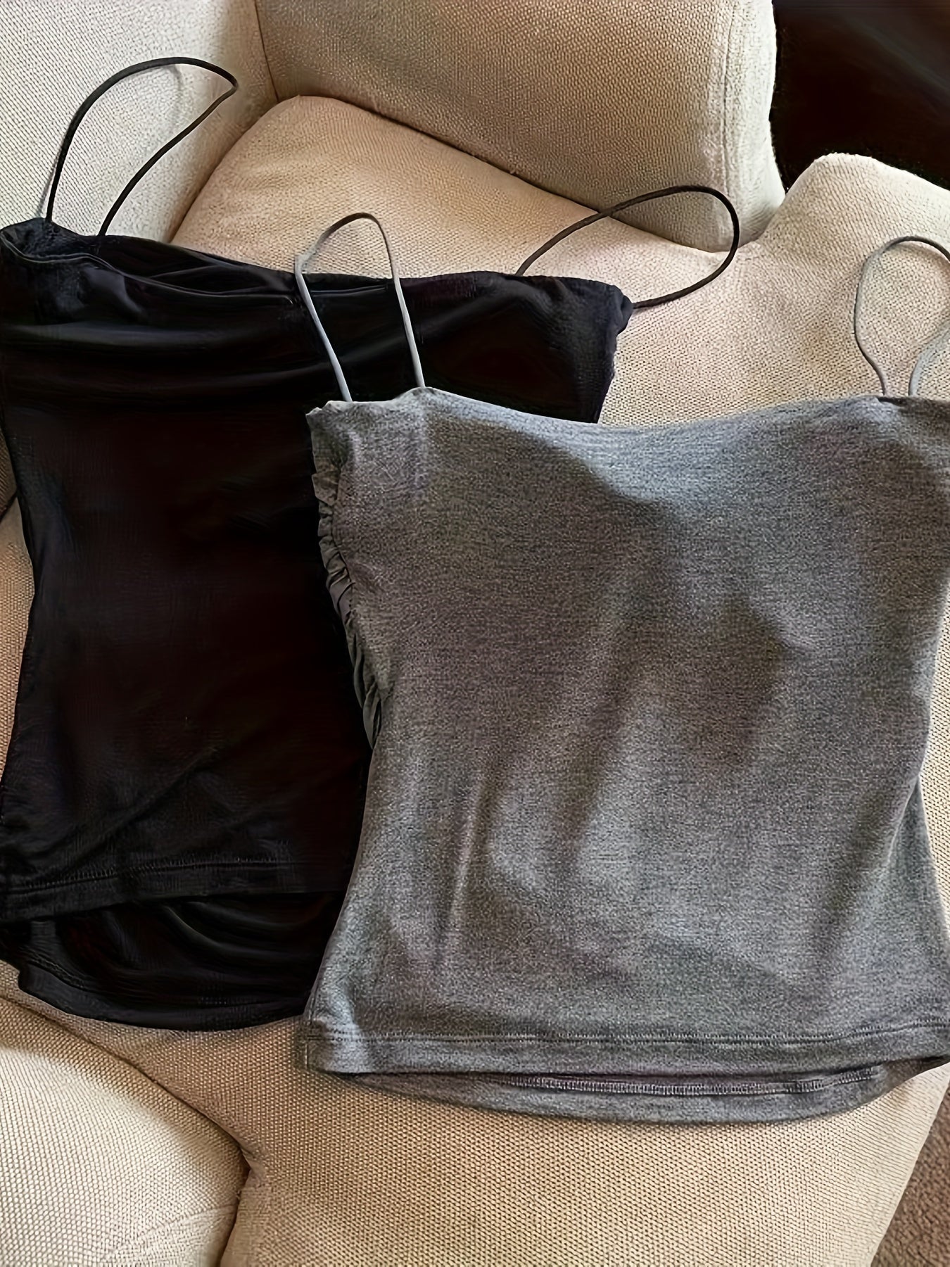 Women’s All-Season Polyester Camisoles with Frill Detail and Strapless Collar