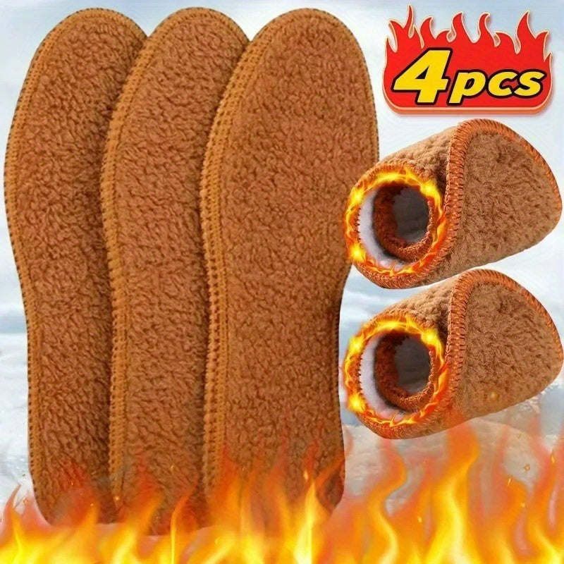 Unisex Winter Alpaca Insoles Soft Plush Breathable Warm Absorbent 2 Pairs
