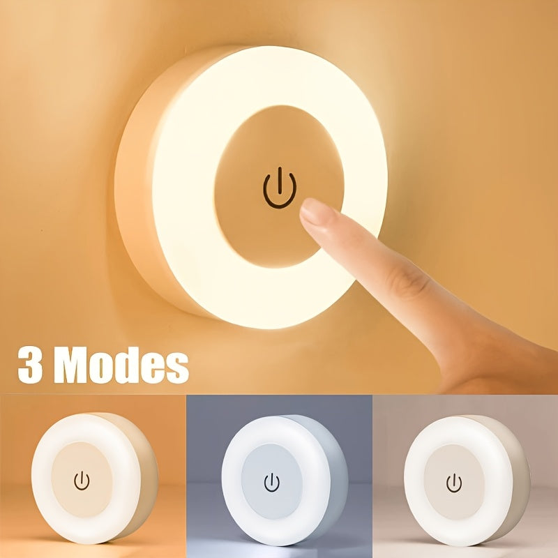 Dimmable Touch Sensor Night Light with 3 Color Modes Adjustable Color Temperature Rechargeable Battery USB Powered Indoor Ceiling Lamp