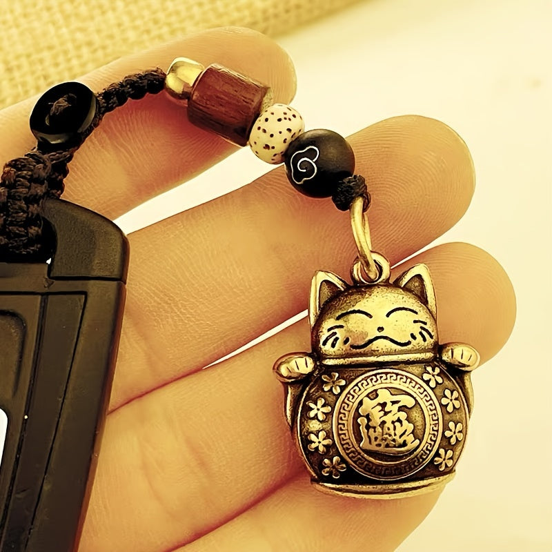 Vintage Lucky Cat kalit soati alloy charm sumkalar, avtomobil kalitlari, farovonlik sovg‘asi uchun