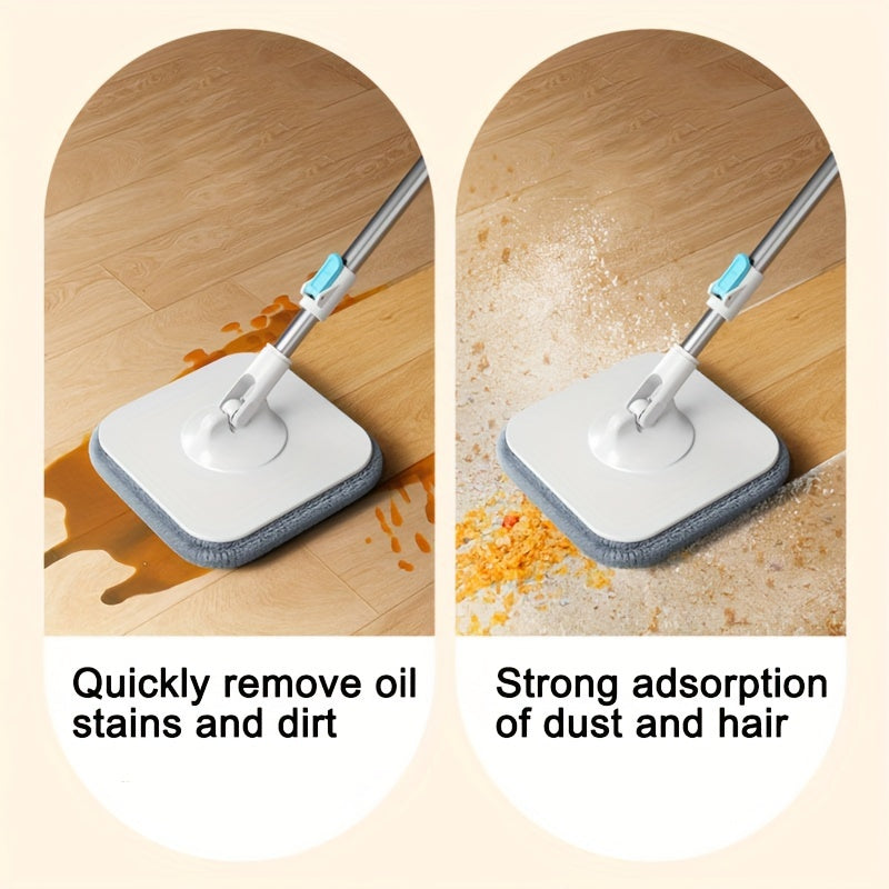 Rotating Mop and Bucket Kit with 2 Microfiber Cloths for Floor Cleaning