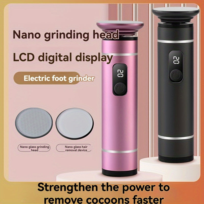 Removedor eléctrico de callos en los pies de doble velocidad, recargable, con control en pantalla, rosa y negro