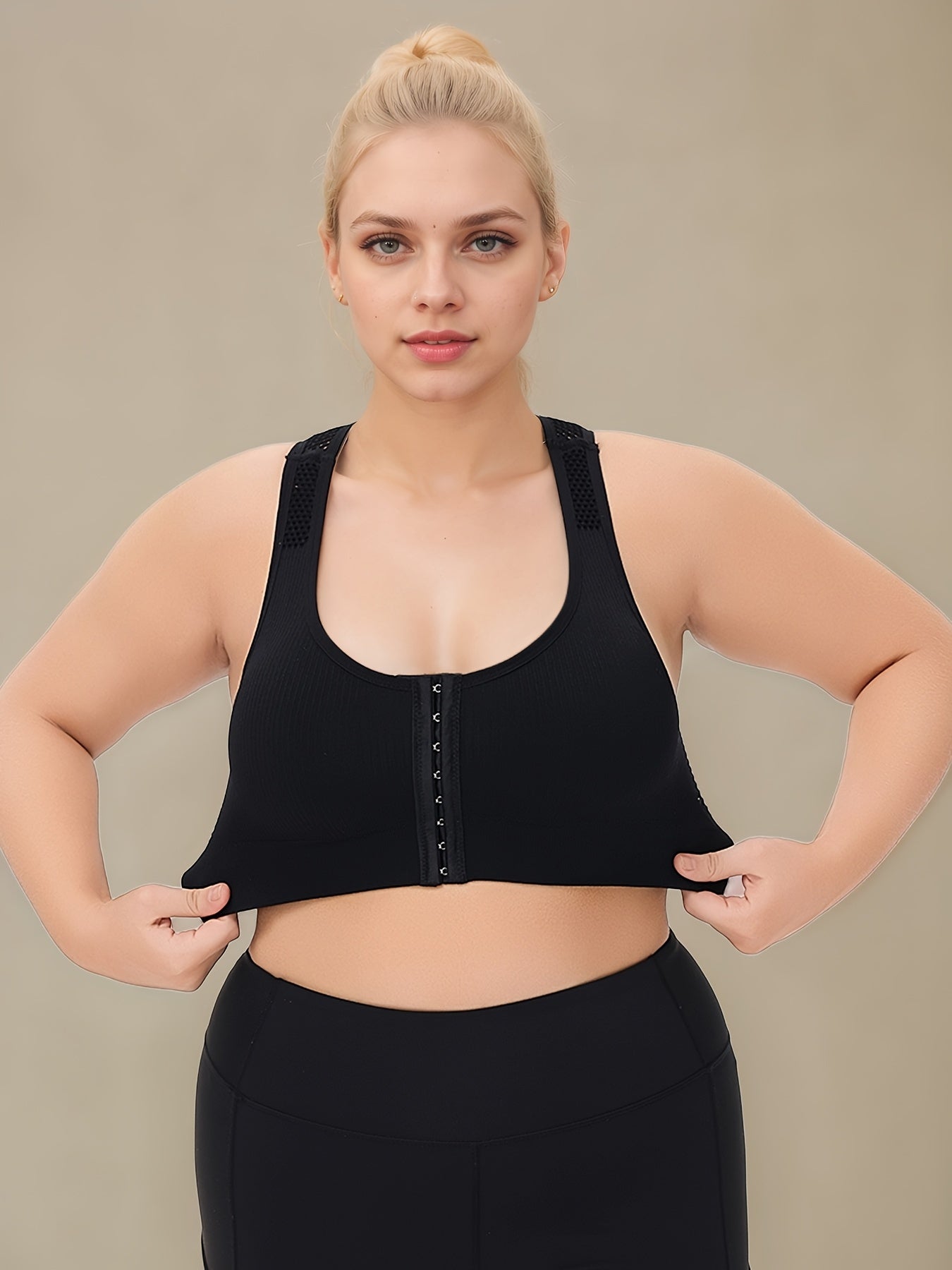 Бюстгальтер спортивный бесшовный для полных размеров, дышащий с вырезом "холлоу" на спине для йоги и бега