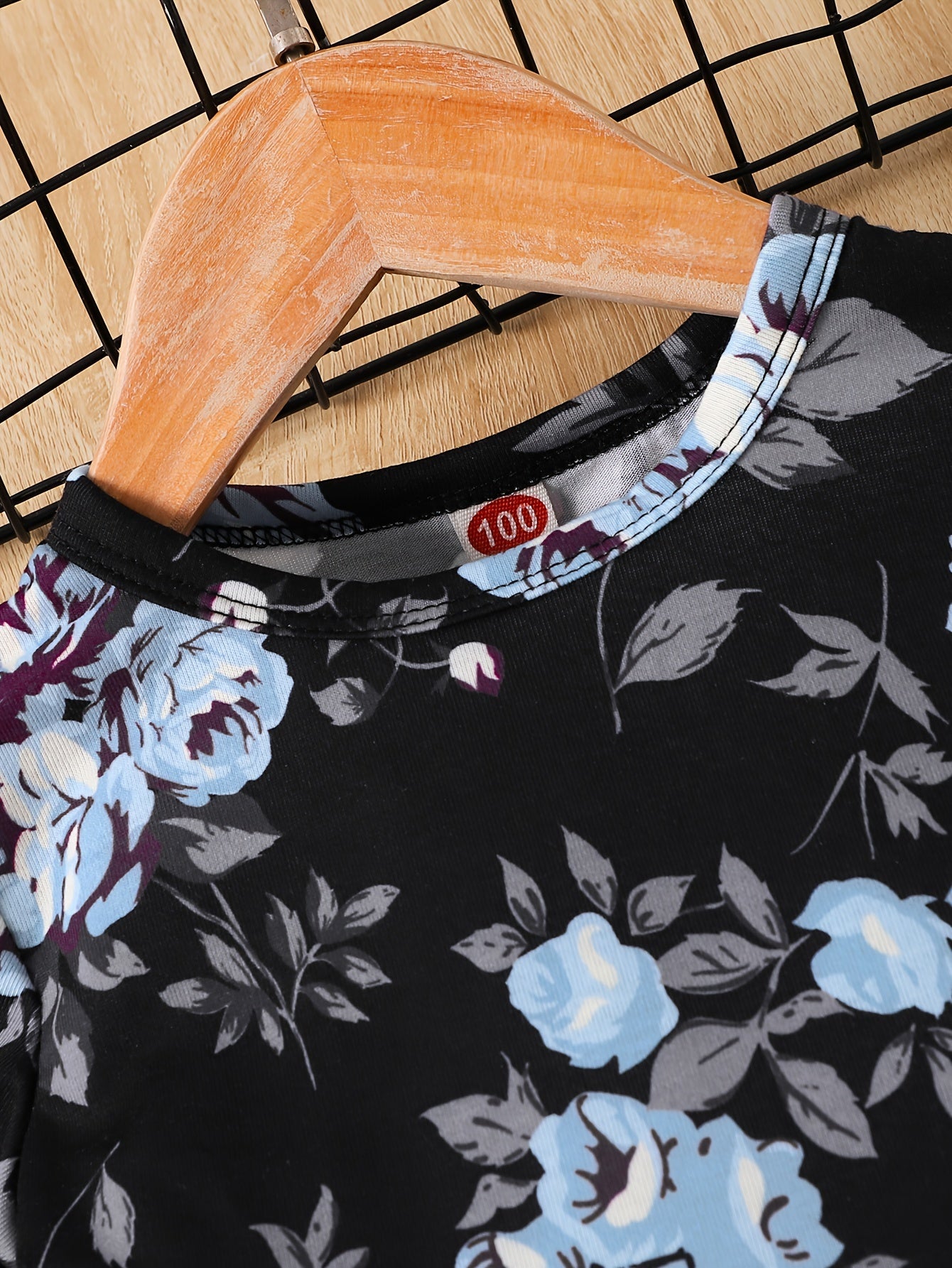 Девочки топ с пеплумом с цветочным принтом и леггинсы с расклешенными рукавами для лета