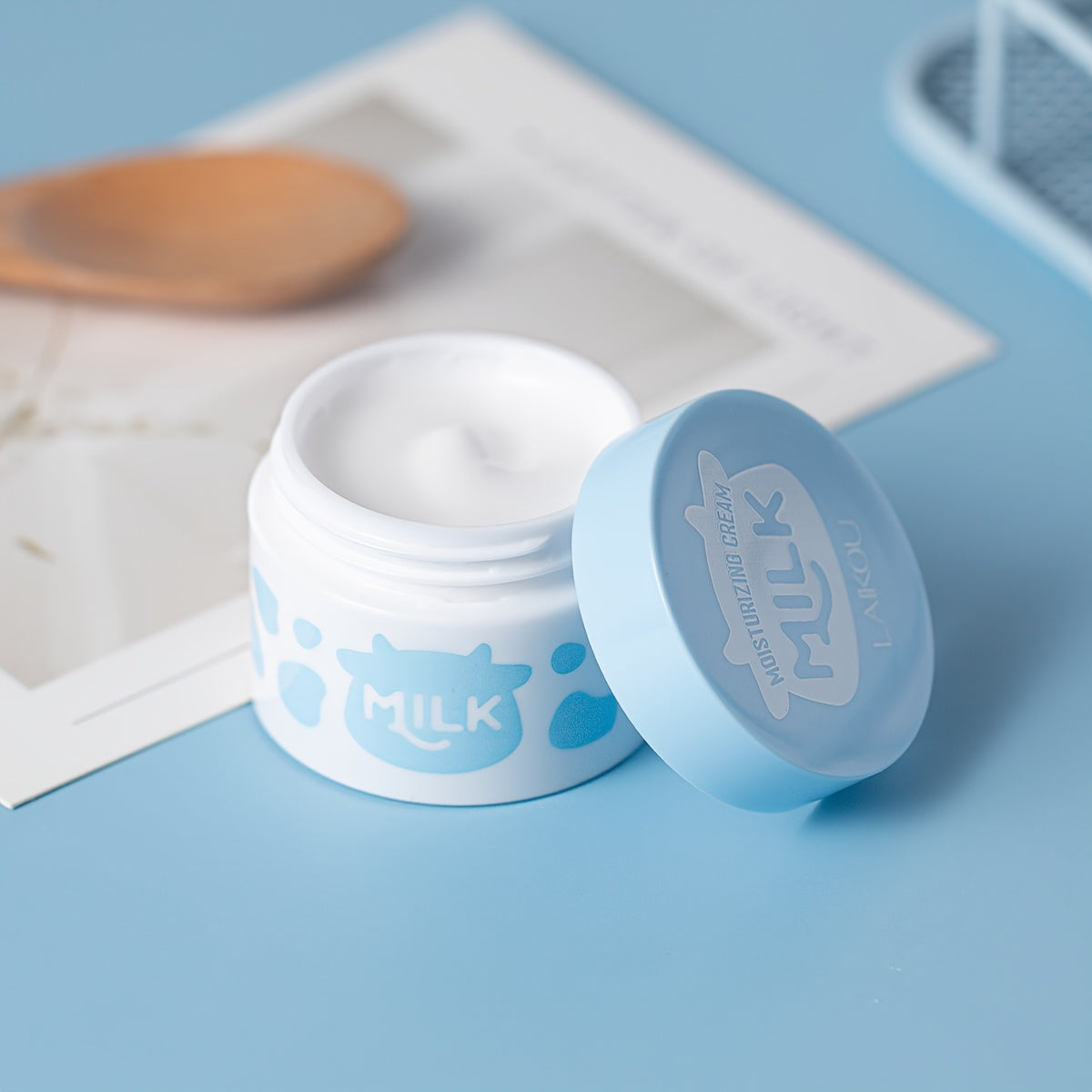 Unisex Milk Skincare Set for All Skin Types Moisturizing with Cleanser Serum Face Cream Brush