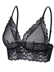 Women's Breathable Floral Lace Unlined Bra with Scallop Trim Lingerie