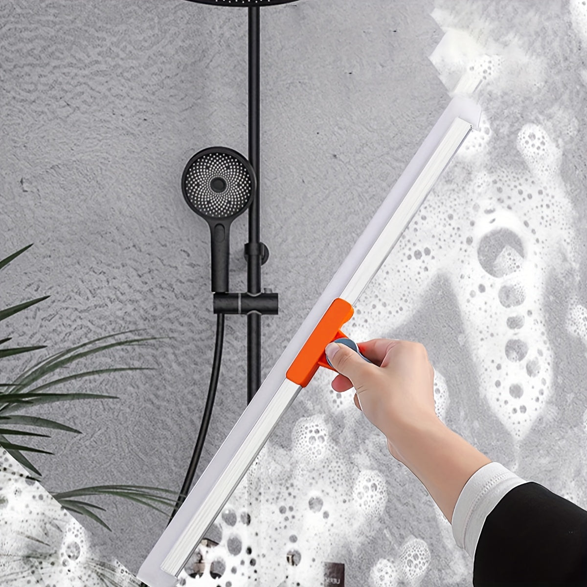 Rastrillo de silicona de uso múltiple, con mango extensible, para pelo de mascotas y raspador de suelos