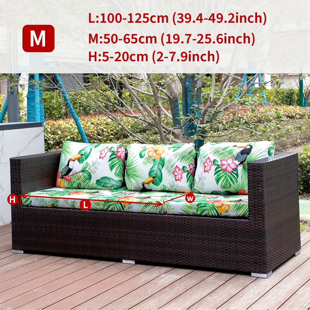 Набор чехлов для подушек для уличного дивана с богемским принтом животных, листьев и цветов