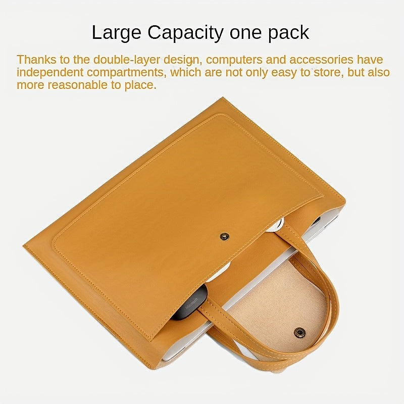 PU Leather Laptop Handbag Waterproof Anti-Fall for 15/16 Inch Laptops in White Black Blue Green