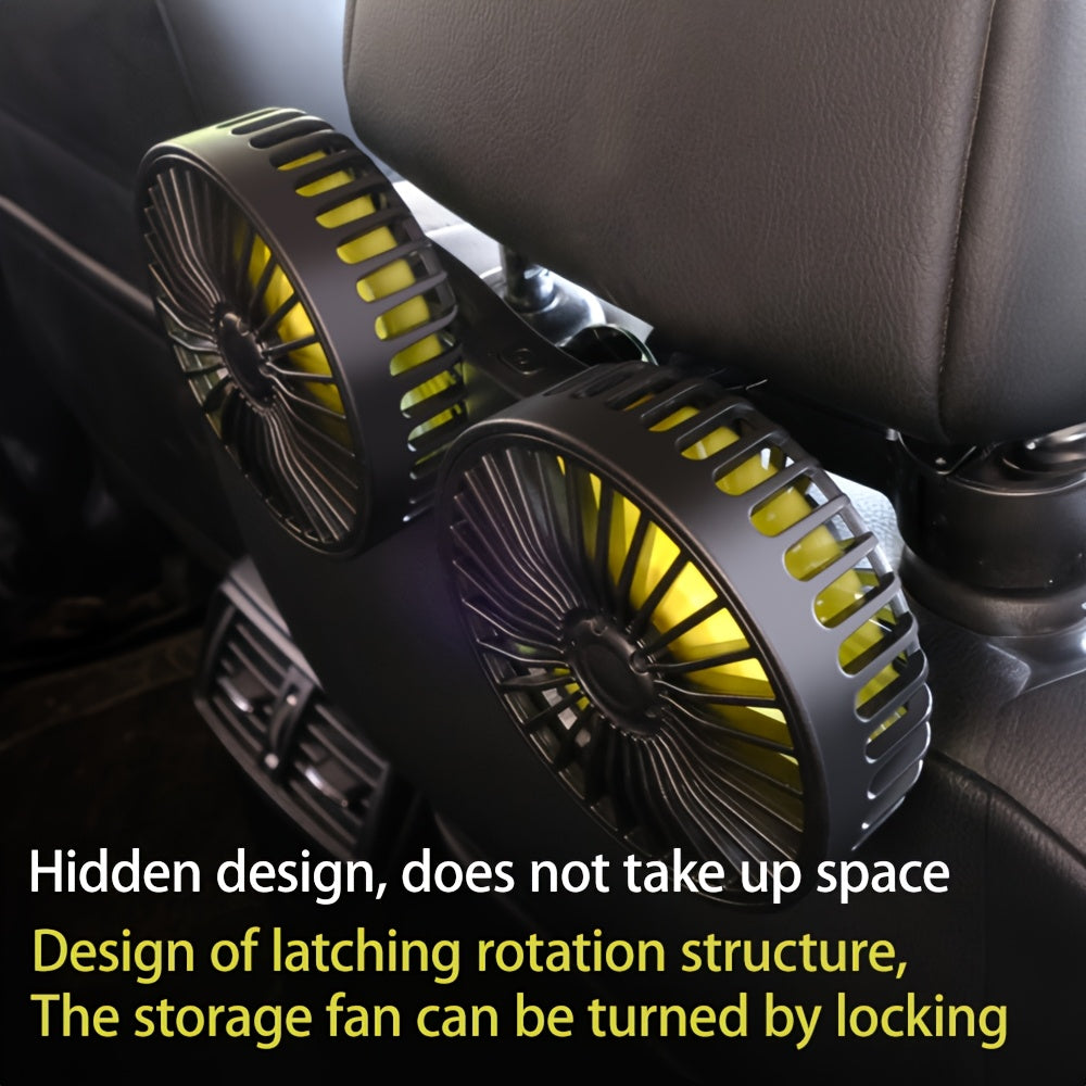 2-in-1 Portable Car Air Circulator Fan Dual-Head USB Powered Adjustable
