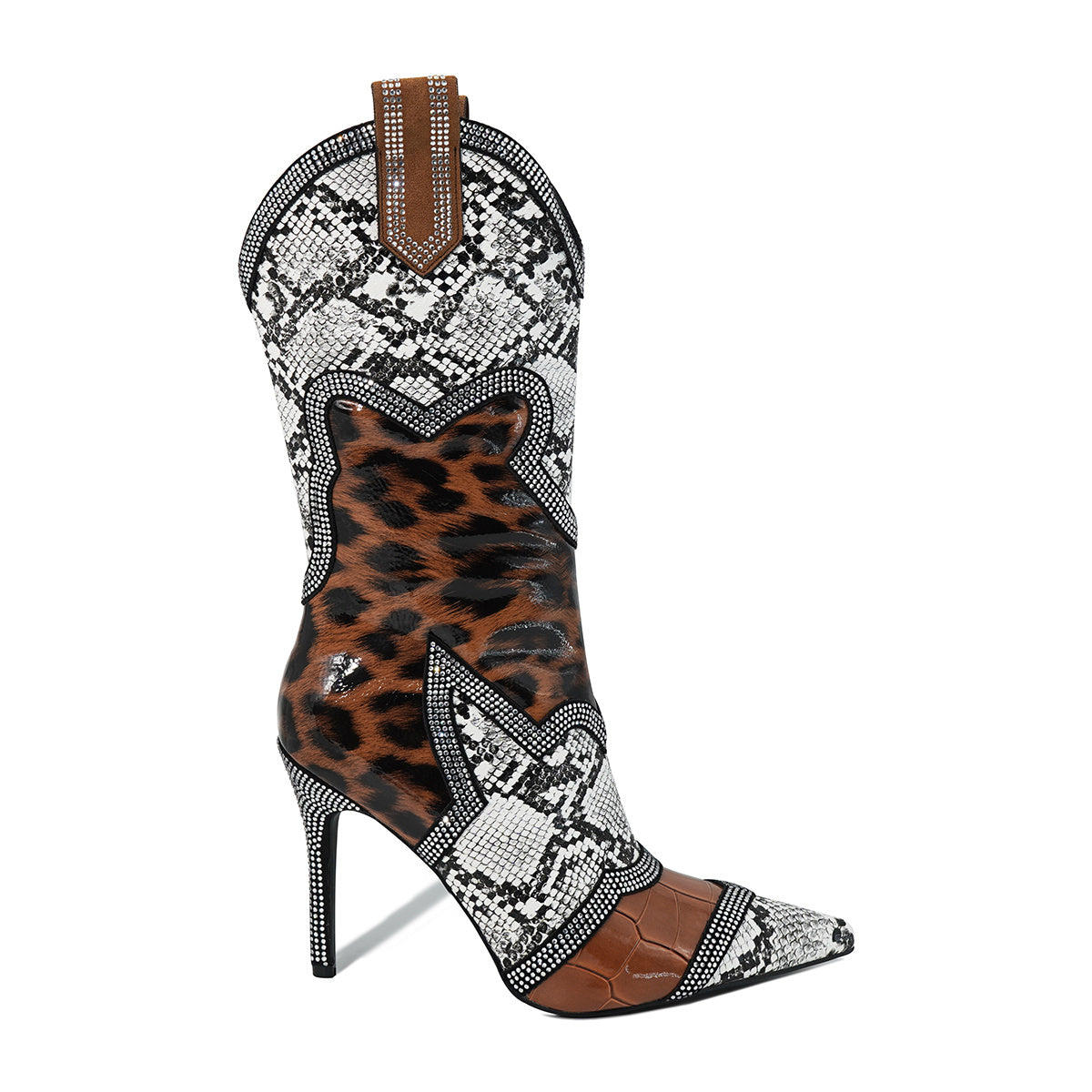 Women's Pointed Toe High Heel Ankle Boots Faux Leather Zip Closure