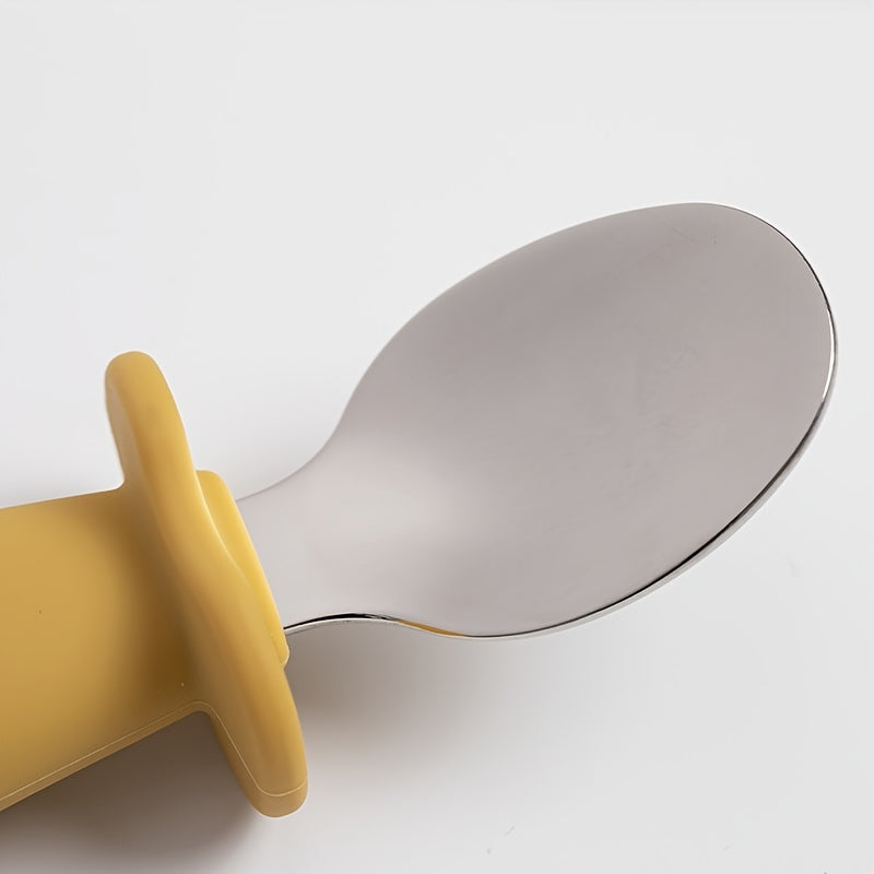 2 ta bolalar qoshiq va vilkalar to'plami, mustahkam ranglarda, zanglamaydigan po'lat va silikon materialidan tayyorlangan - bolalar uchun mukammal idish-to'plam, chaqaloq ovqatini berish uchun ideal