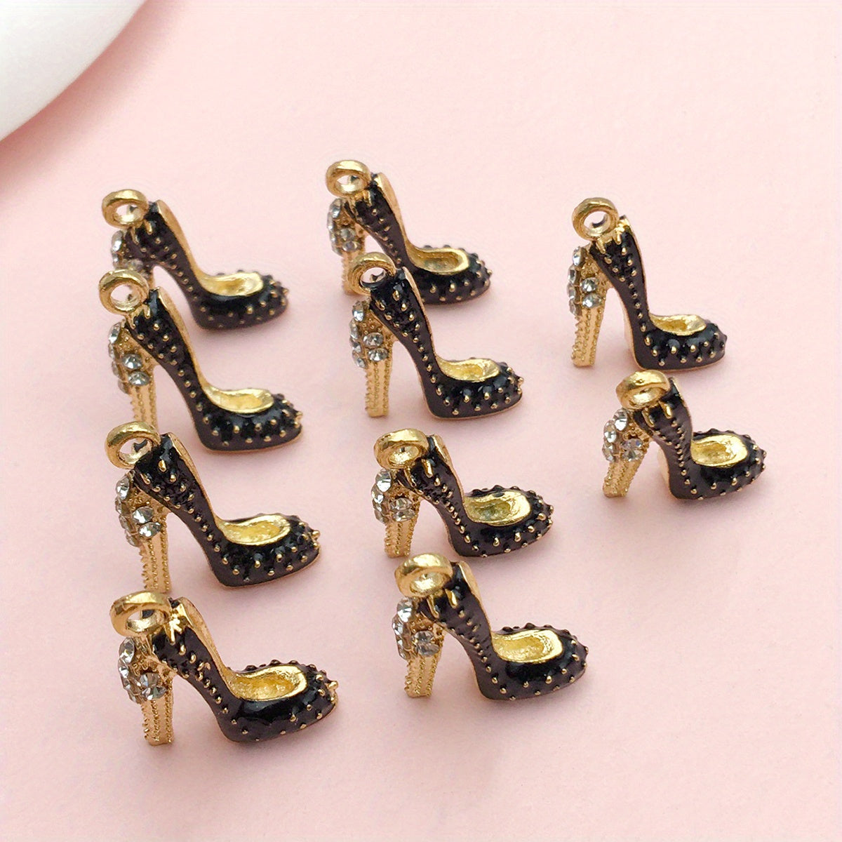 Pack of 10 Alloy Enamel High Heel Shoe Charms for Jewelry Making 18x14mm in 4 Colors