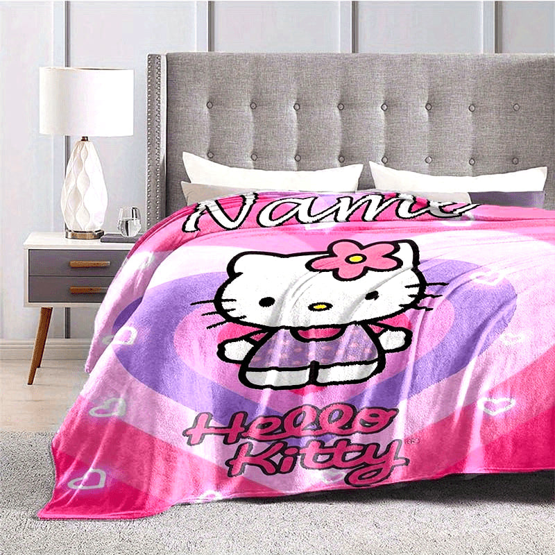 Pink Flannel Blanket for Kids and Adults Customizable with Name Soft Cozy All-Season Bed Sofa Camping