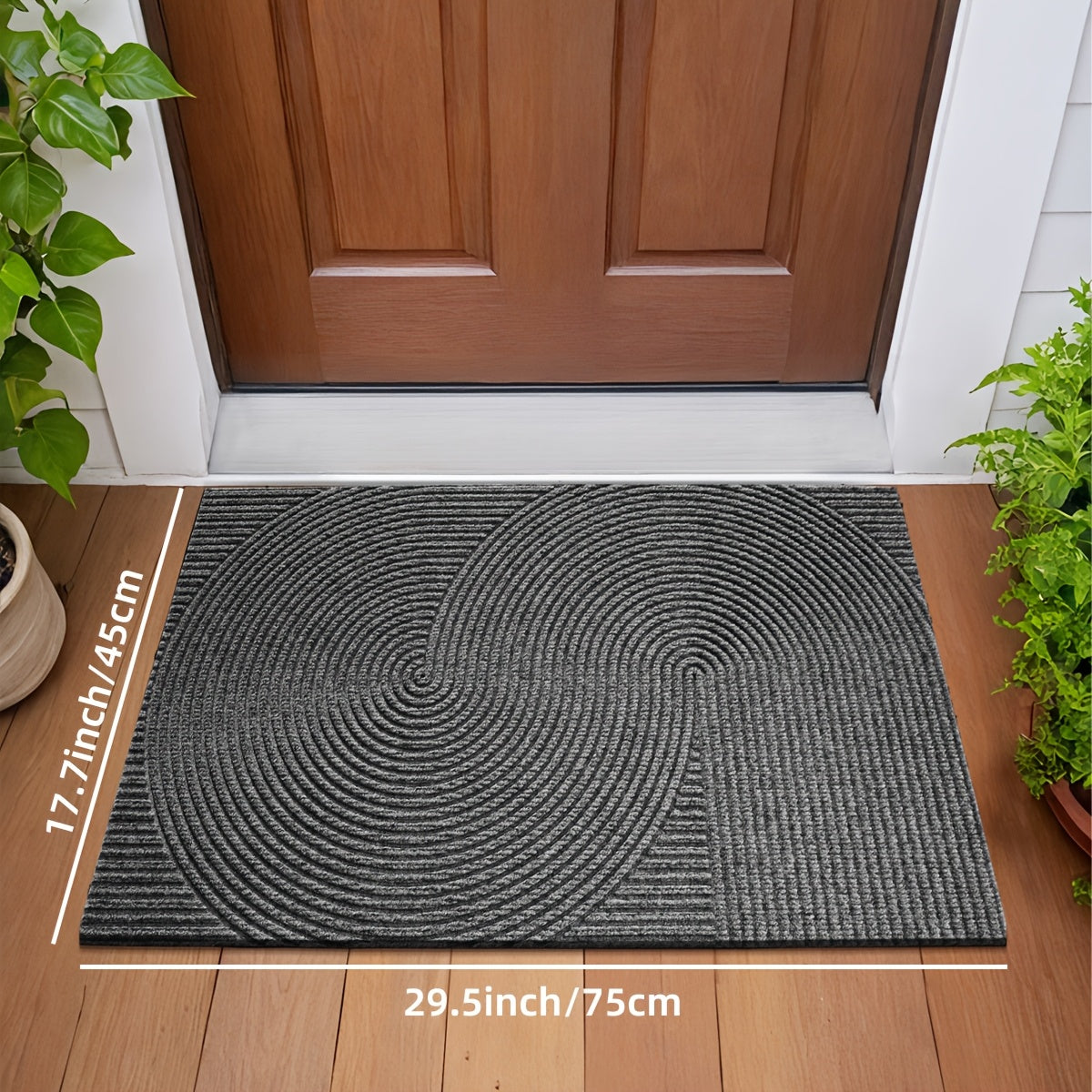Geometric Striped Non-Slip Absorbent Washable Door Mat for Indoor and Patio