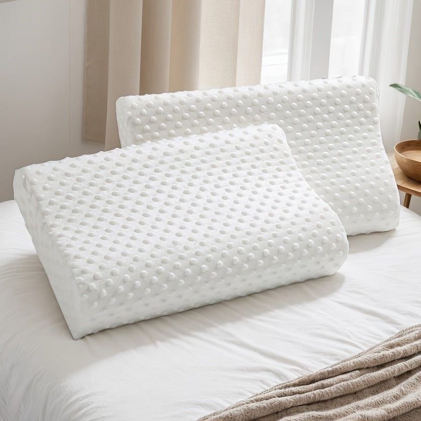 Memory Foam Pillow with Wave Pattern for Neck Support and Ventilated Cover
