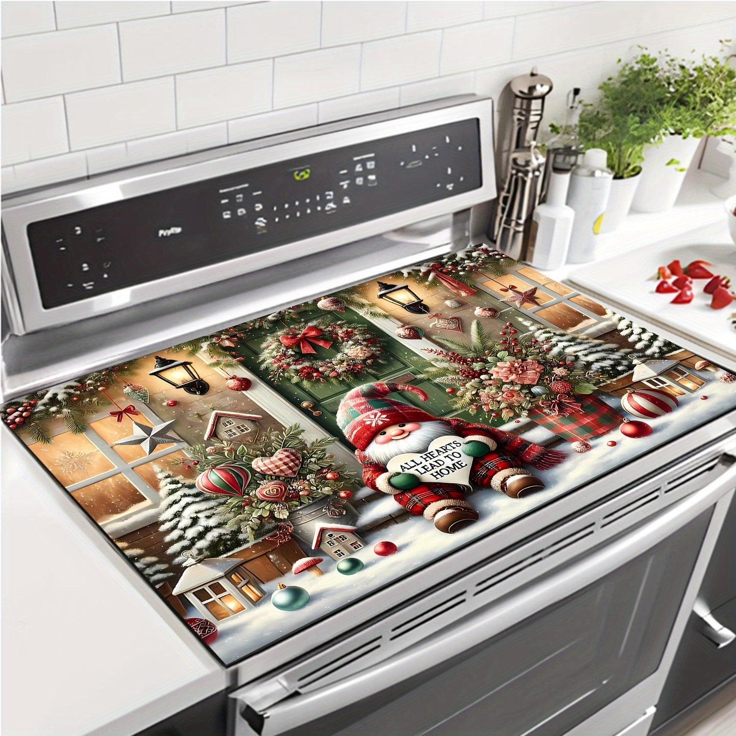 Festive Waterproof Anti-Slip Stove Cover for Electric Glass Cooktops