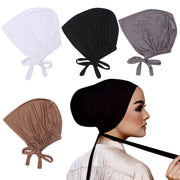 Set de 4 gorras internas de modales ajustables para hijab, transpirable, elásticas y con cordón, para mujeres