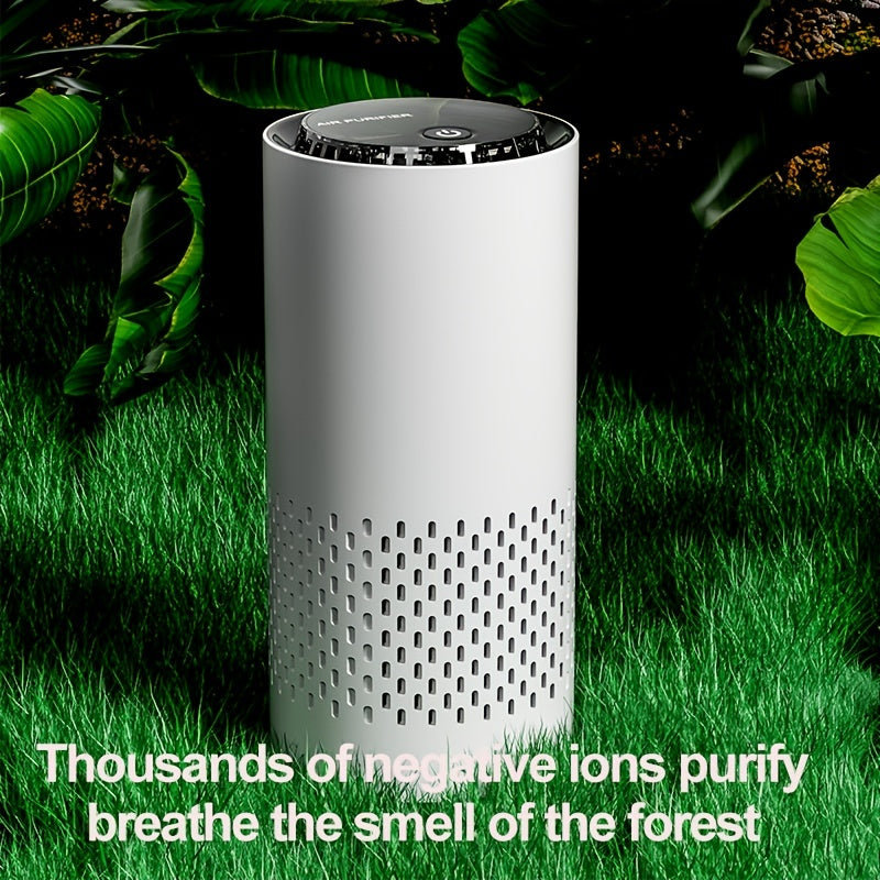 1 шт. Белый очиститель воздуха с синими акцентами - Удаляет 99% пыли и отрицательных ионов, 1000 Вт, включает ароматизированные диски - Идеально для спальни, автомобиля, офиса