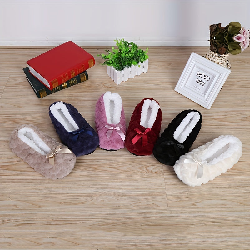 Women's Fleece-Lined Plush Slippers Non-Slip Home Shoes Multiple Colors