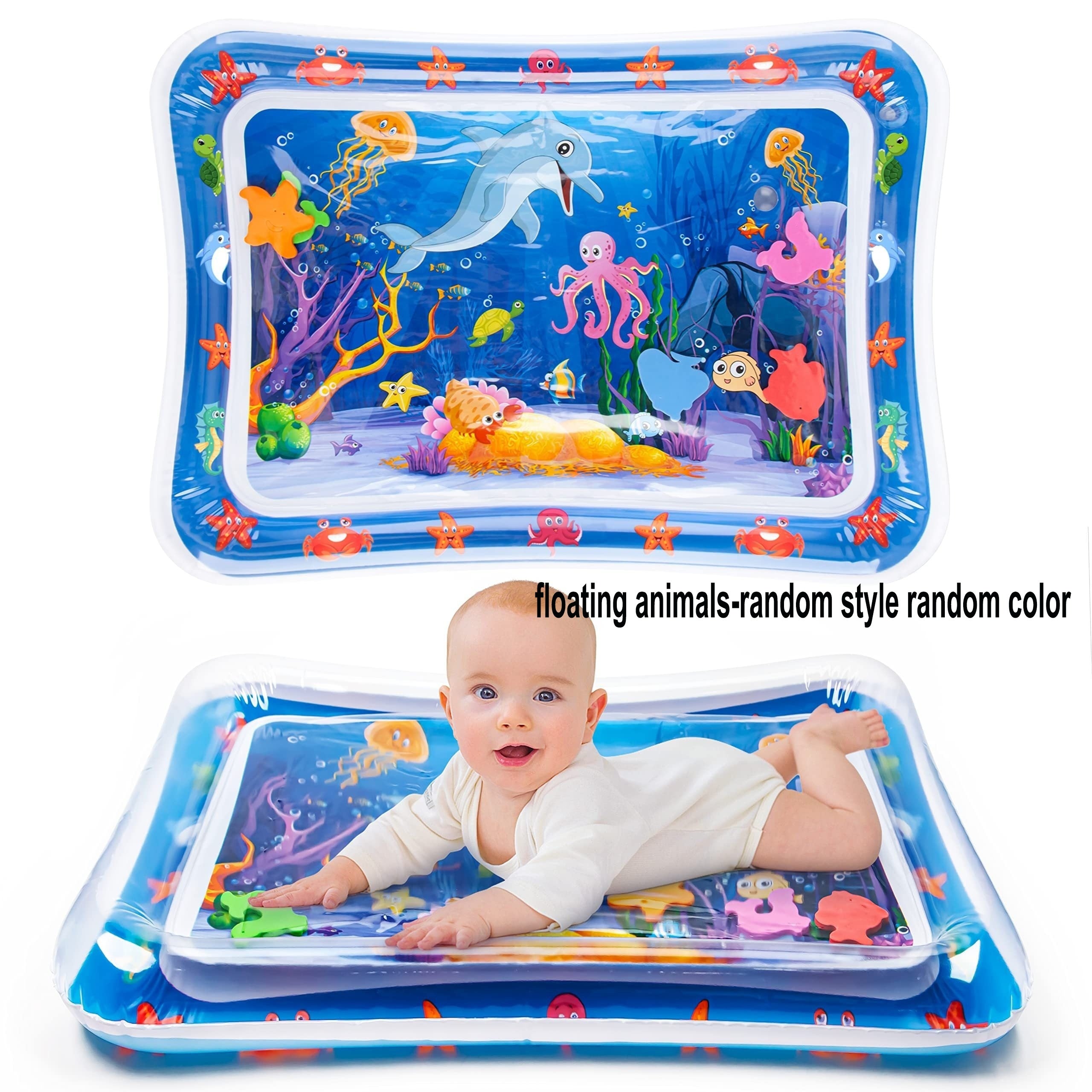 Colorful Underwater Water Play Mat for Kids PVC Sea Creatures Developmental Toy Gift for Boys and Girls