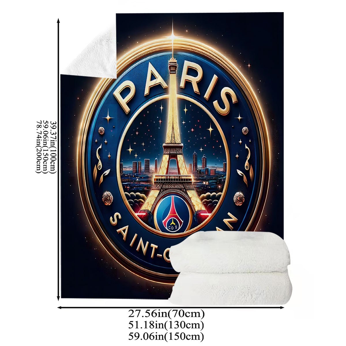 Soft Flannel Throw Blanket for Bed Sofa Chair All-Season with Eiffel Tower Print