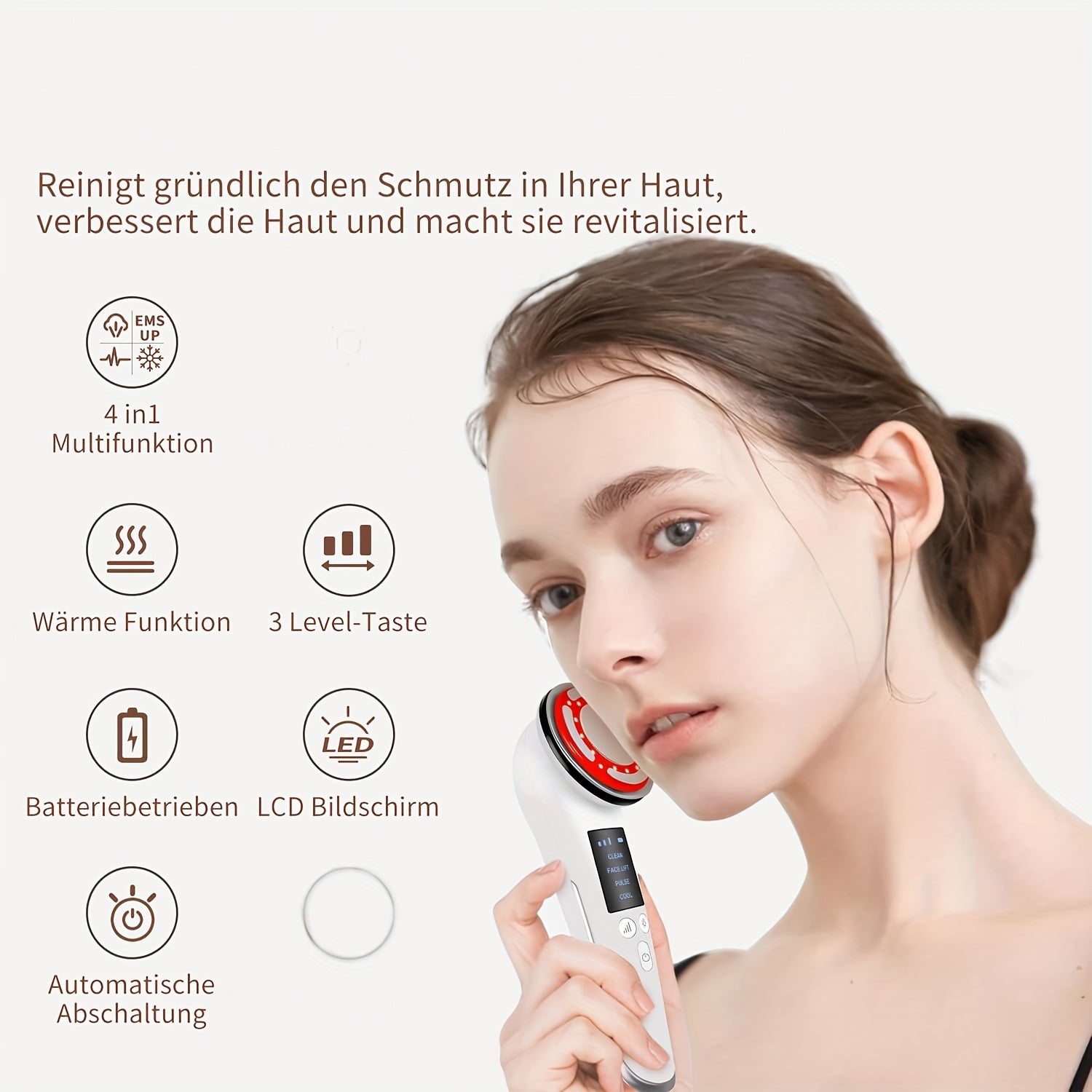 Facial Massager USB Rechargeable Light Beige Skin Care Tool for Women at Home