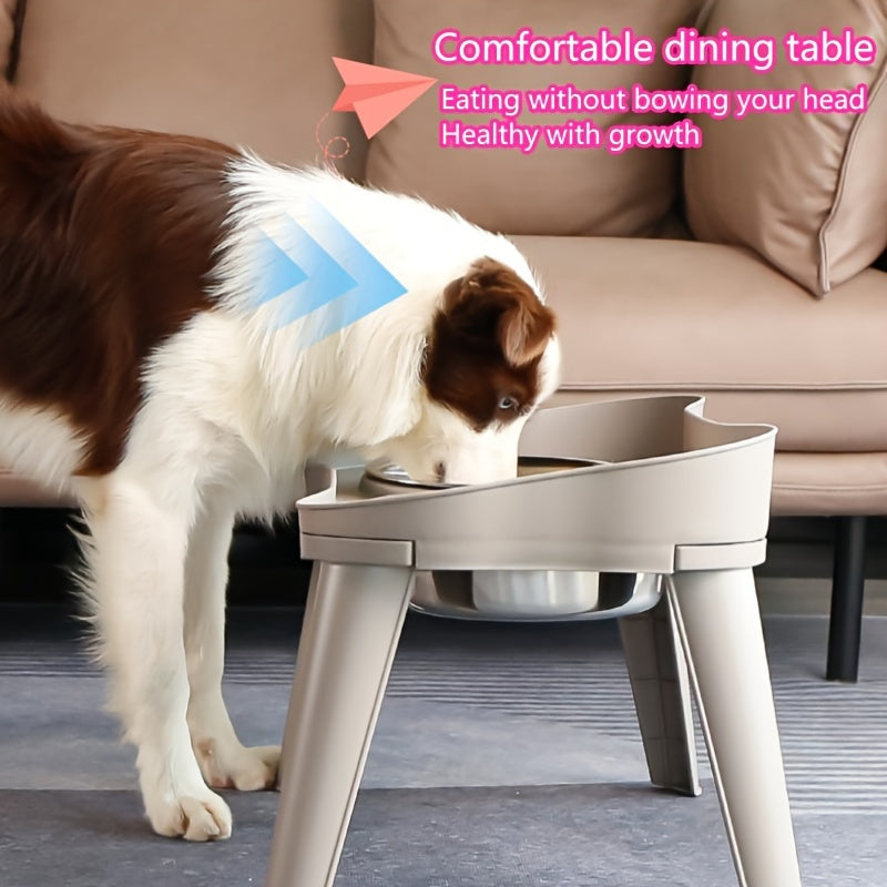 Поднятая кормушка для домашних животных с двумя нержавеющими стальными мисками, съемный дизайн для собак и кошек