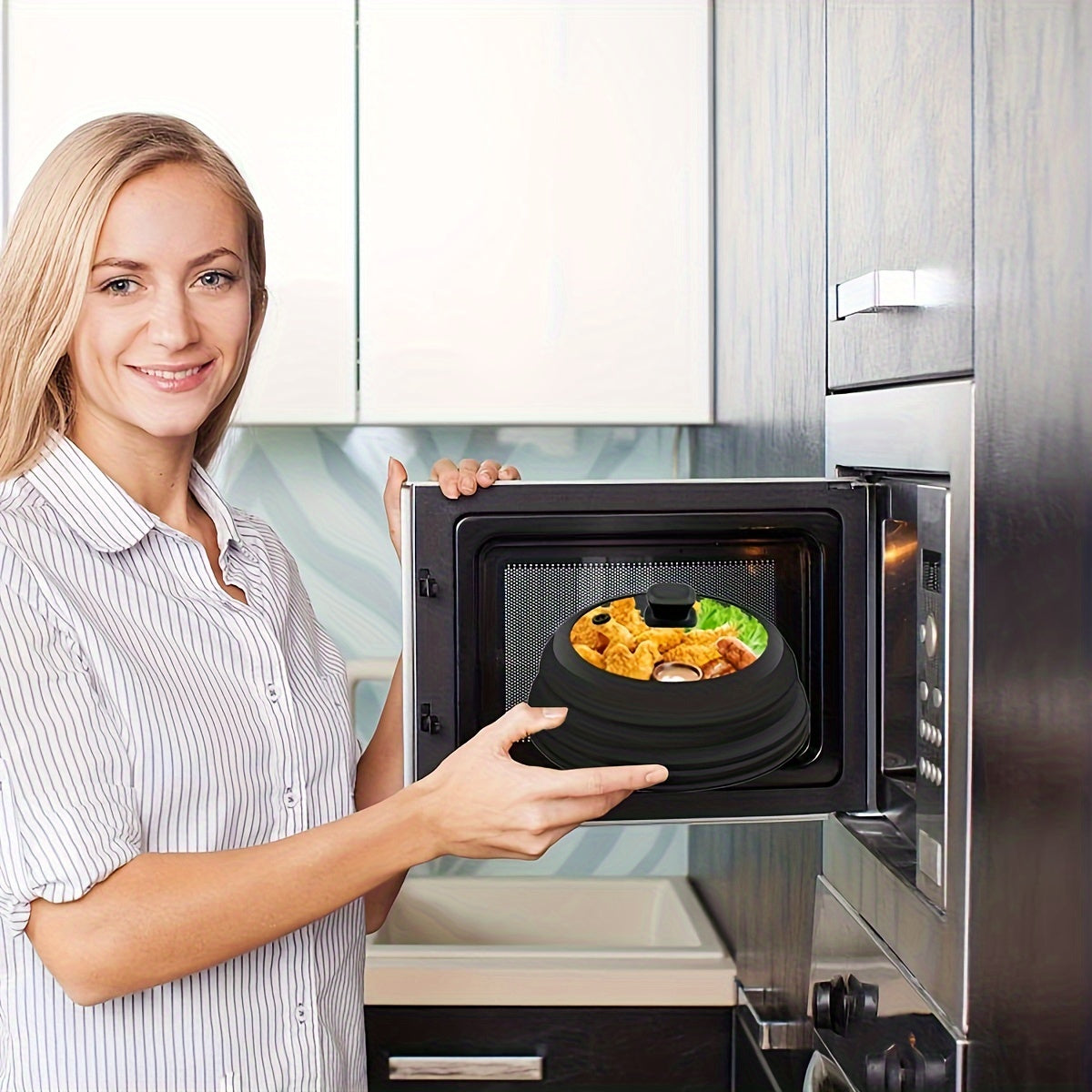 Glass Microwave Cover 22.86cm Foldable Silicone Food Splash Guard BPA Free 1pc