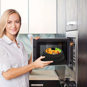 Oziq-ovqat uchun shisha mikroto'lqinli qopqoq BPA dan xoli, 22.86 sm egiluvchan mikroto'lqinli plastinka qopqog'i silikondan tayyorlangan to'kilishdan saqlovchi mikroto'lqinli oziq-ovqat qopqog'i - 1 dona