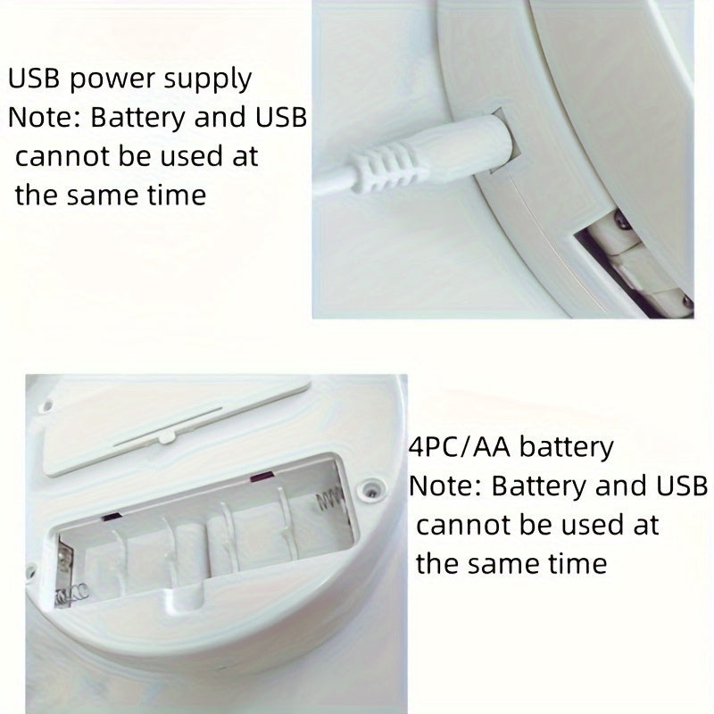 Espejo de maquillaje LED portátil con almacenamiento, doble cara, aumento de 1X y 10X, espejo de mesa plegable con luz