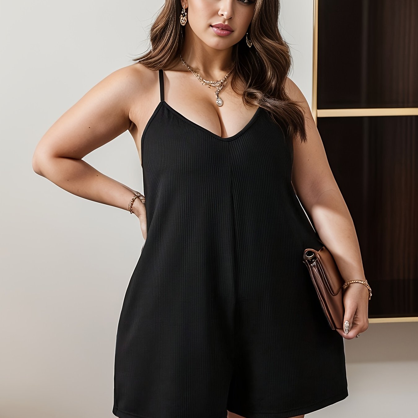 Women's Summer Solid Color Suspender Bodysuit Casual Jumpsuit