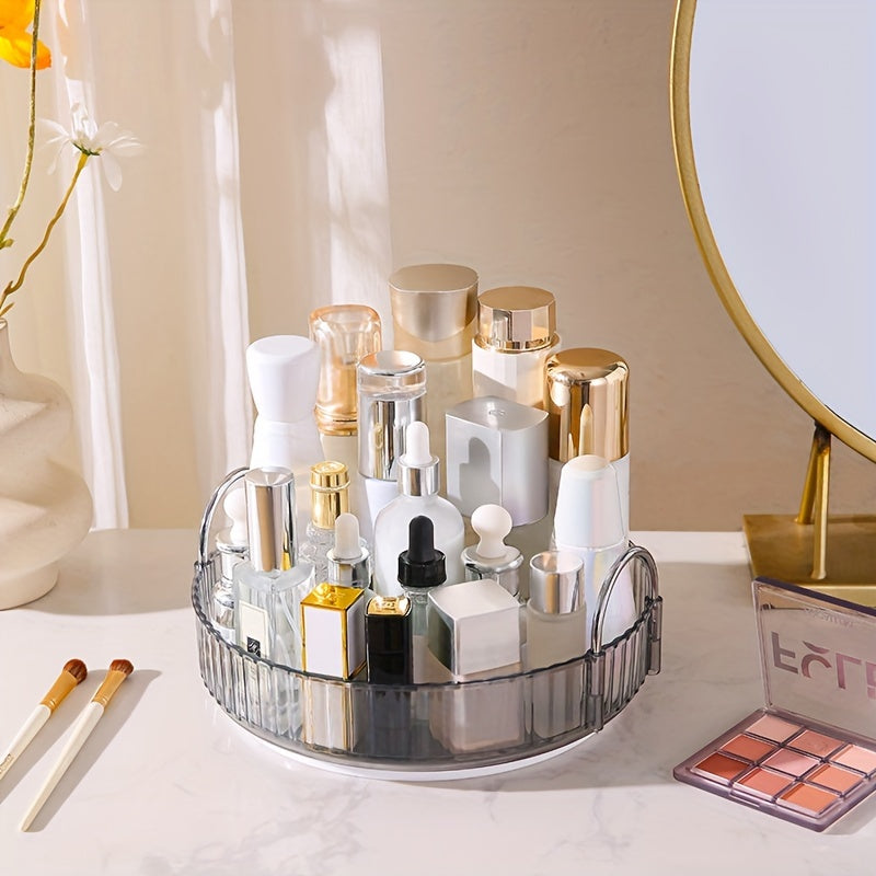 Adjustable Multi-Layer Makeup Organizer with 360° Rotation Transparent PET Storage for Perfume Lipstick Foundation