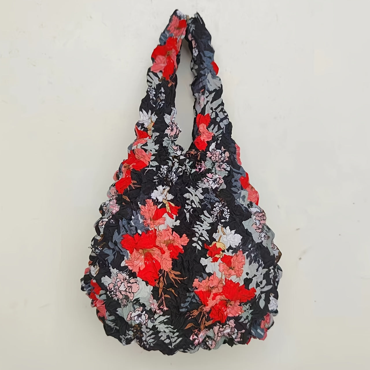 Gul naqshli qayta ishlatiladigan oziq-ovqat to'plami, cho'ziladigan sumka, xarid qilish uchun yelka sumkasi, qisqaradigan saqlash sumkasi, ayollar uchun mukammal sovg'a, xarid qilish va sayohat uchun ideal, ajoyib oshxona tashkilotchisi va aksessuar.