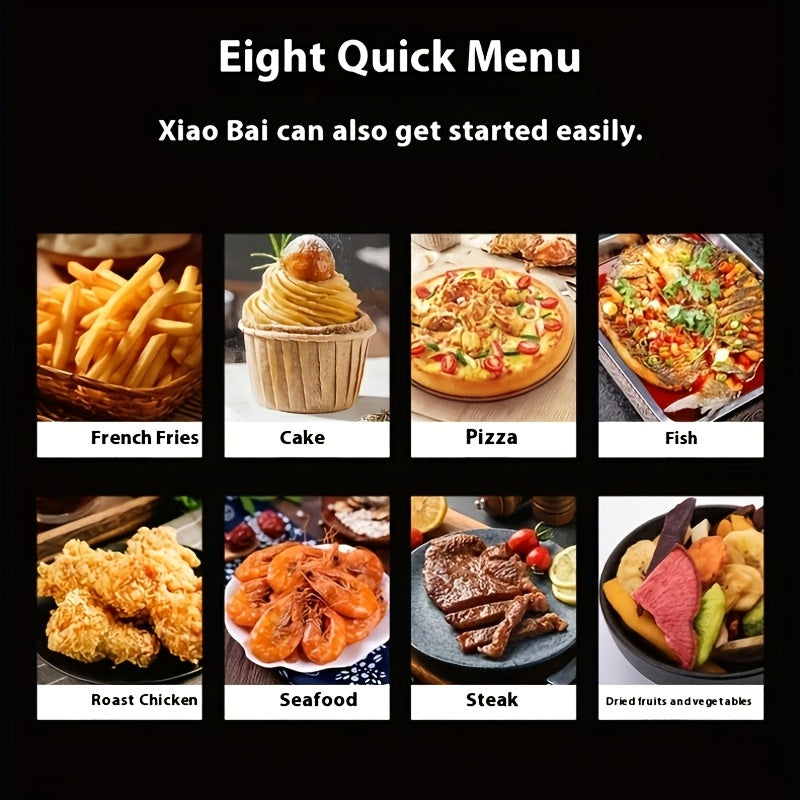 1200ml zanglamaydigan po'latdan yasalgan havo frayer, shaffof oynali LED displey bilan, yopishmaydigan savat