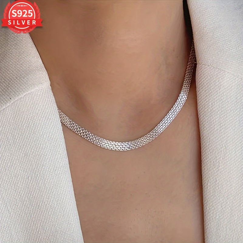 Women's Silver Necklace Hypoallergenic Braided Chain for Parties and Occasions