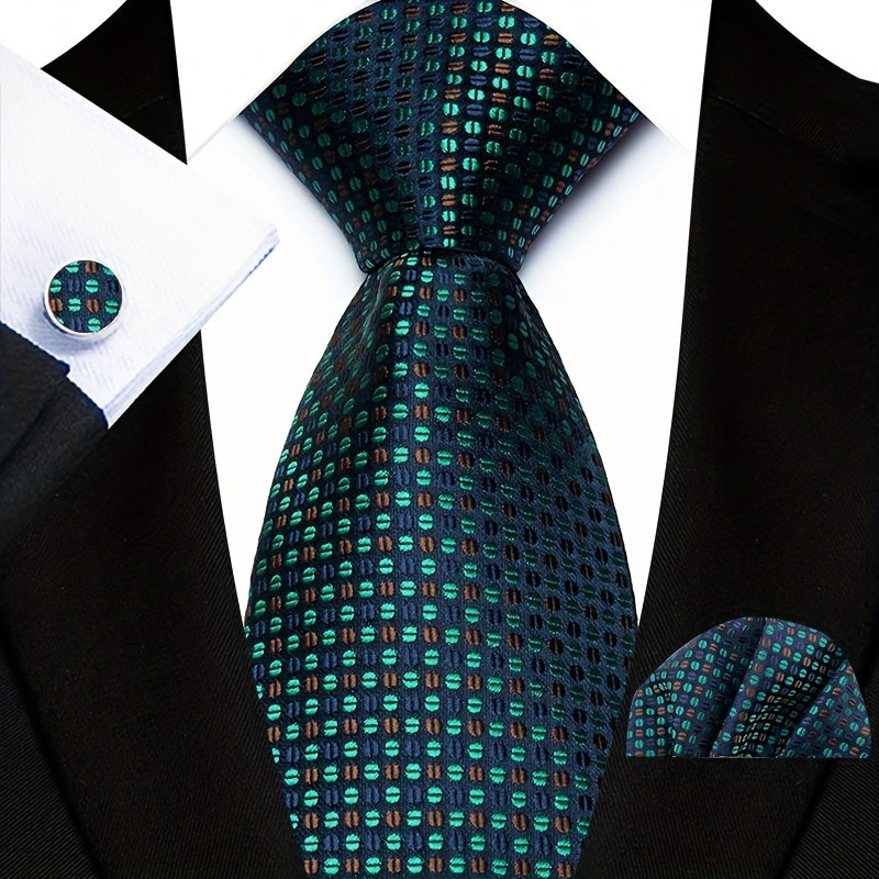 Men's Gold Paisley Three-Piece Suit Set with Tie and Pocket Square