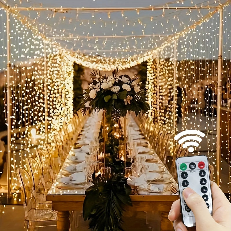 LED Curtain Lights with Remote Control for Christmas Weddings and Holidays